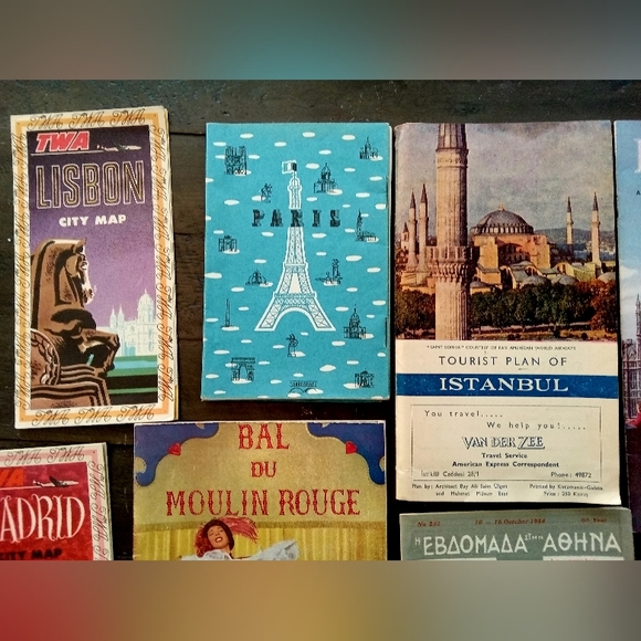 Vintage 1950's Travel Brochures Maps Theatre Postcard Paris London Lisbon Madrid - Picture 2 of 8